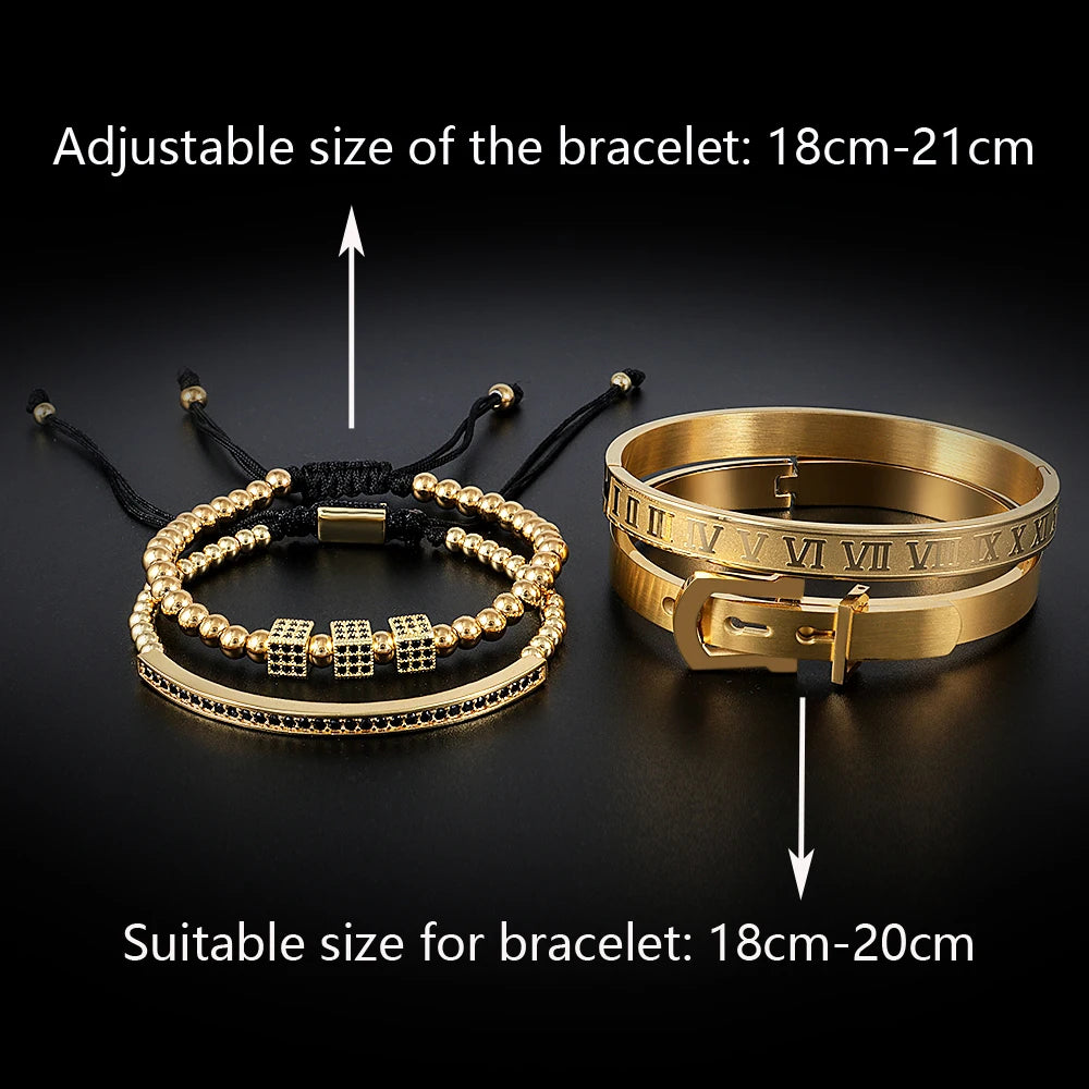 Zalman Luxury Handmade Roman Numeral Bracelet Set