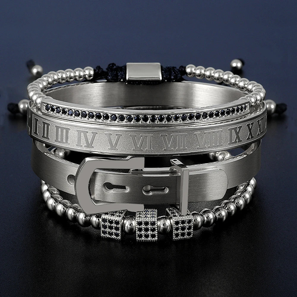 Zalman Luxury Handmade Roman Numeral Bracelet Set
