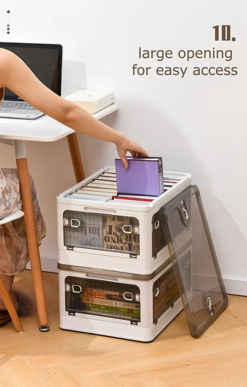 Foldable & Stackable Organizer Bin: Wheeled Storage Solution for Home Efficiency