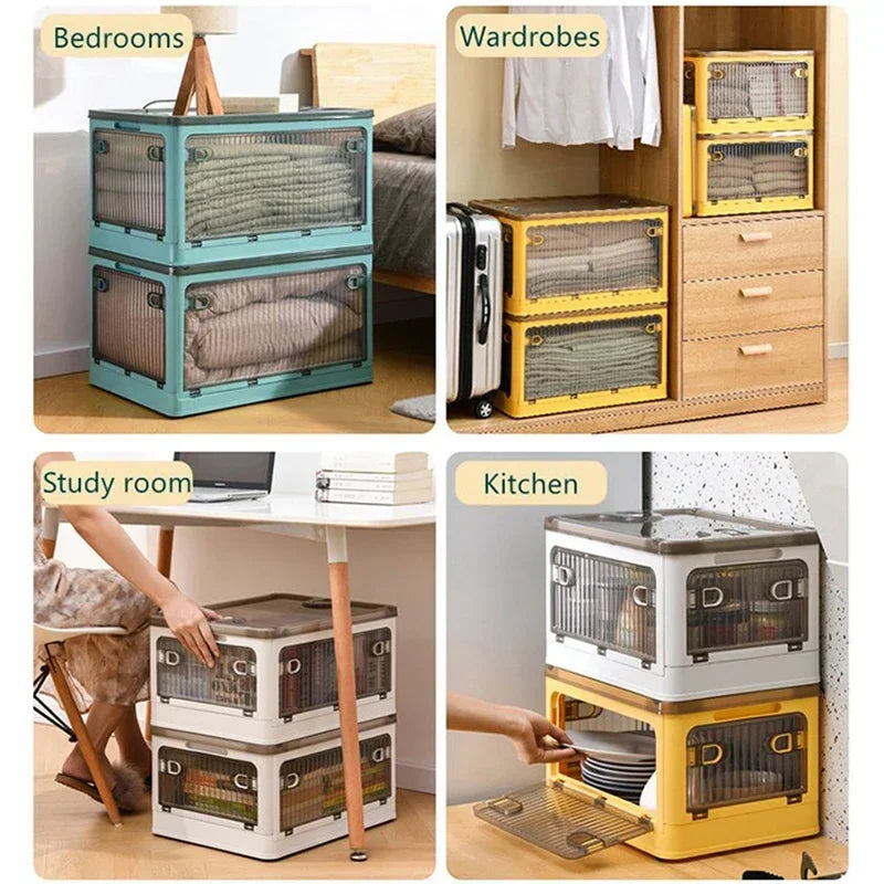 Foldable & Stackable Organizer Bin: Wheeled Storage Solution for Home Efficiency